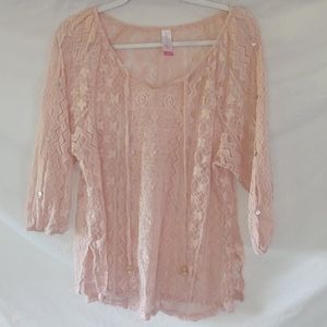 Women's Peach Lace Top